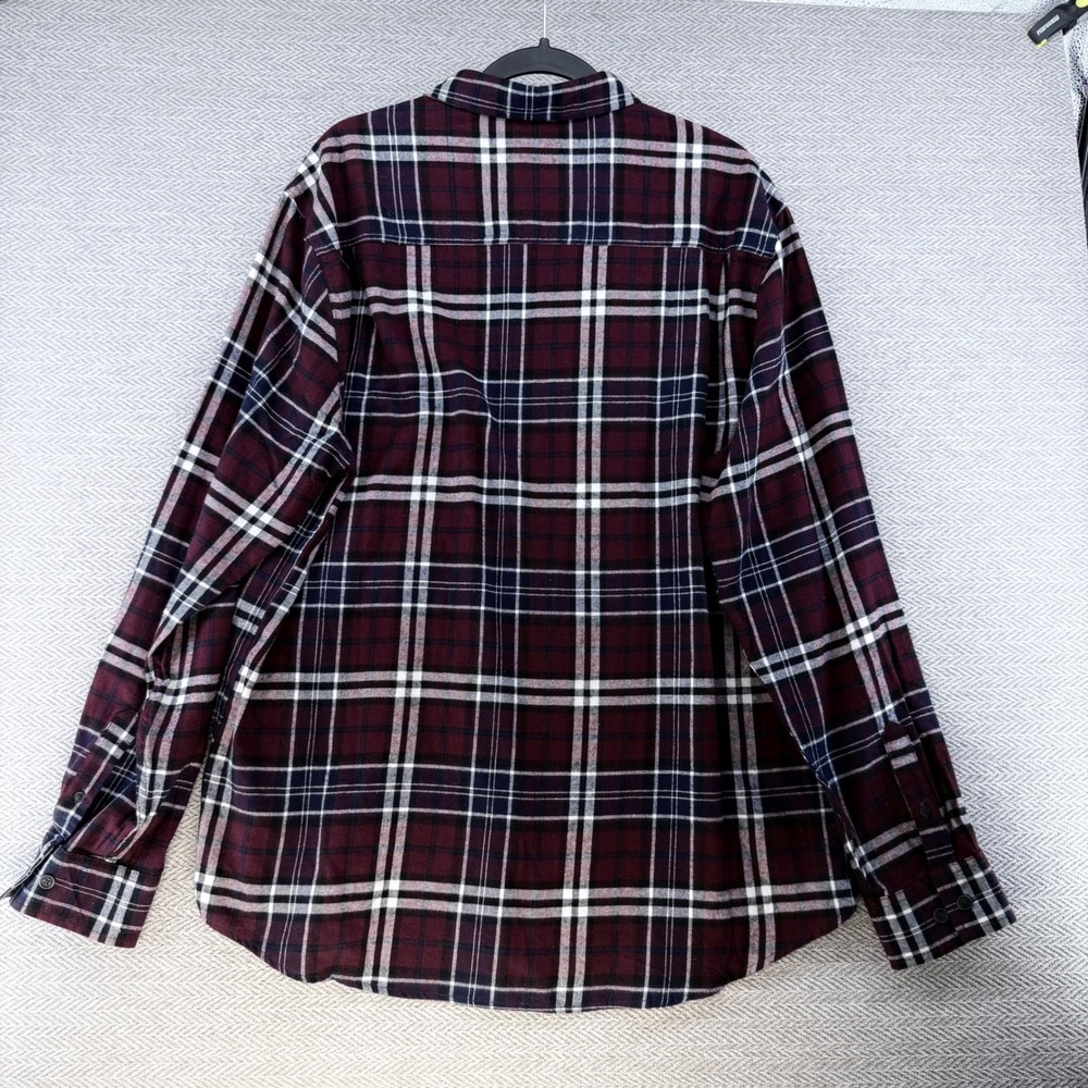 Weatherproof Vintage Flannel Shirt XL Burgundy Plaid Casual Button Up Shirt - Picture 6 of 11